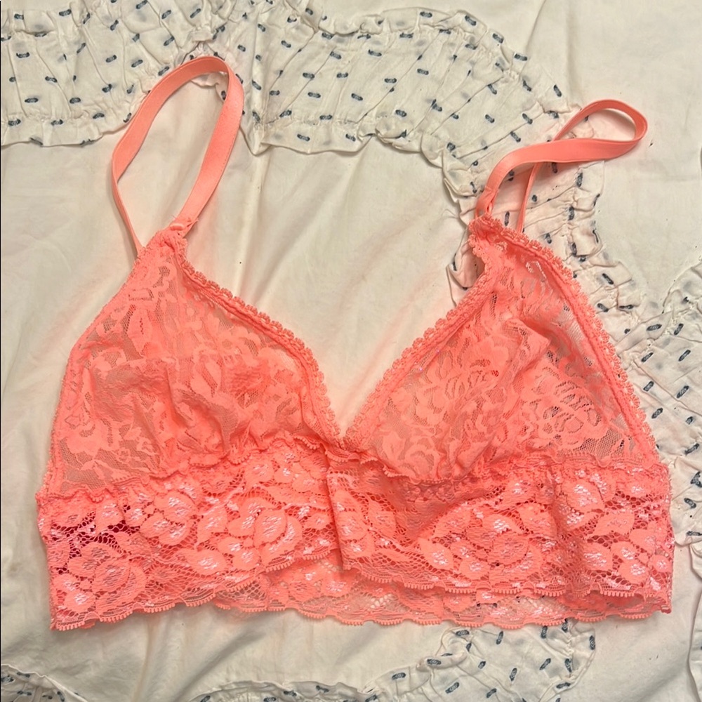 Lace Bralette in Coral Pink